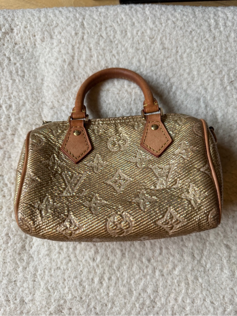 Louis Vuitton Limited Edition Monoglam Gold Nano Speedy